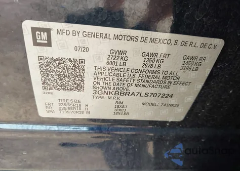 2020 Chevrolet Blazer Fwd 1Lt from USA, damaged, VIN 3GNKBBRA7LS707224